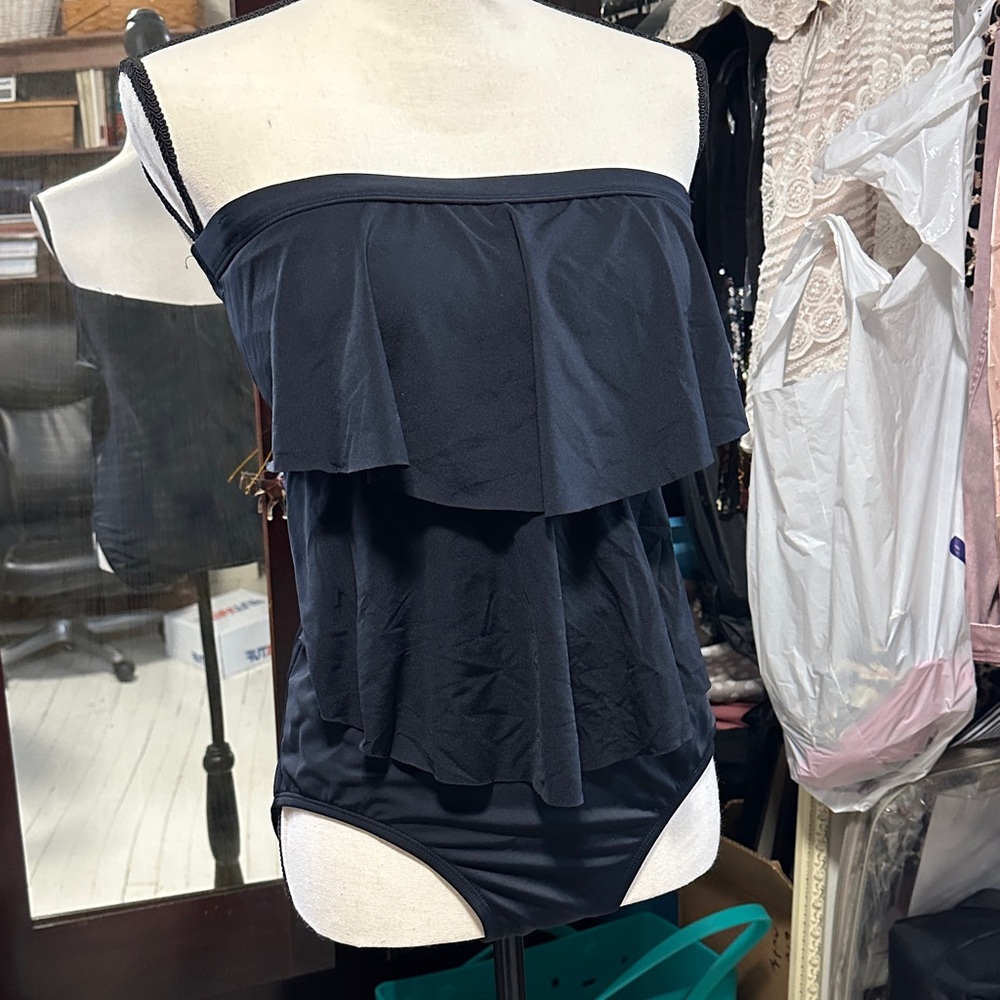 Jantzen Black Ruffle One Piece Swimsuit